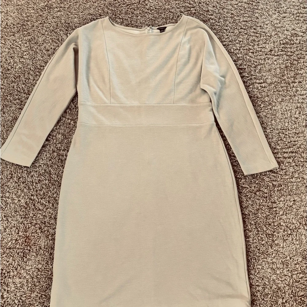 Ann Taylor Long Sleeve Sheath Dress in Light Beige - Picture 1 of 7